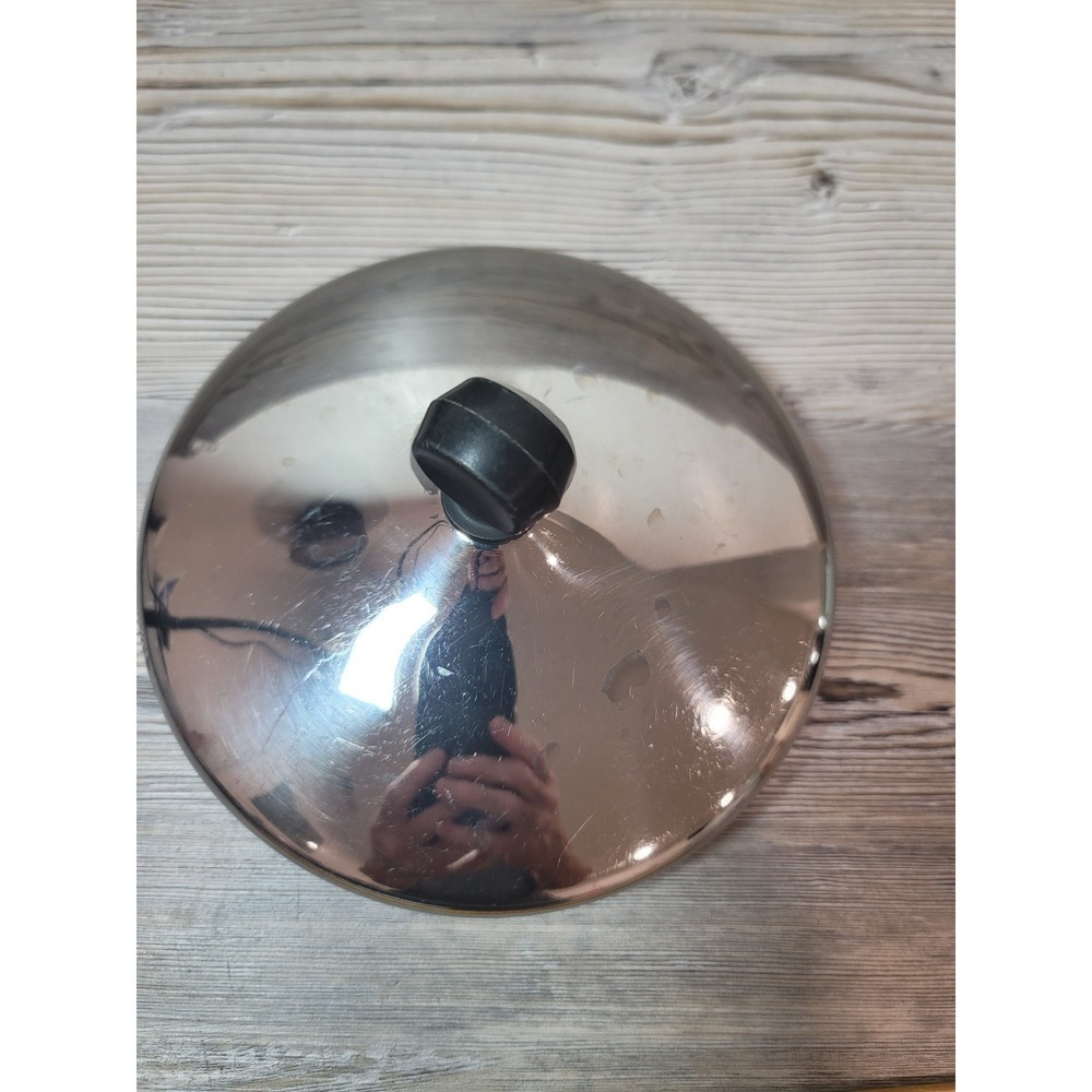 Farberware lid 6in stainless steel with black knob made in the USA vintage